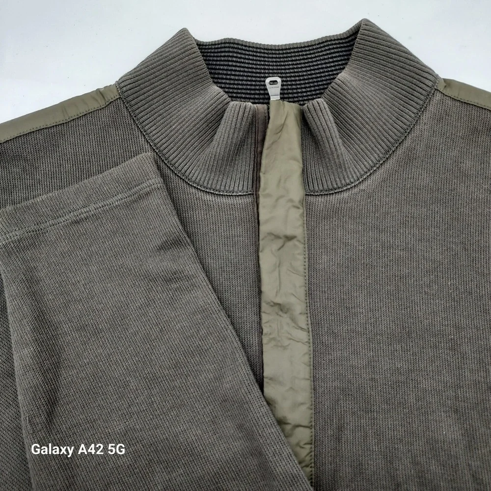Hugo‎ Boss Mens XL Regular Fit Quarter Zip Pullover Olive Green Persano Sweater